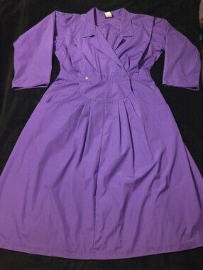 GUVC True Vtg 80s Halmode Plus Purple Shirtwaist Midi Dress Size 20W